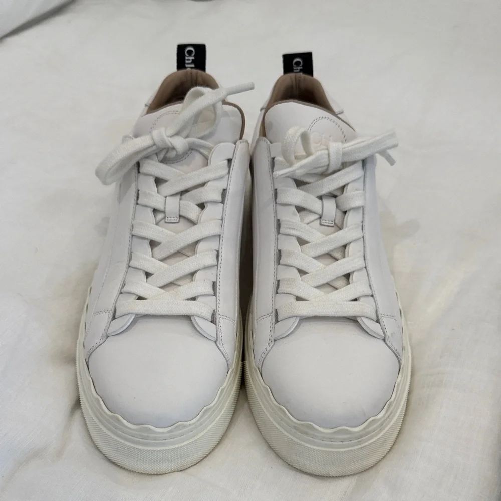 Chloe Cream Lace-Up Sneakers - Picture 3 of 6